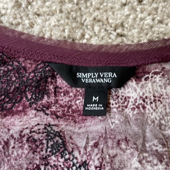 Simply Vera Vera Wang Lightweight Tunic Top with Chiffon Trim - Size M - Picture 3 of 5